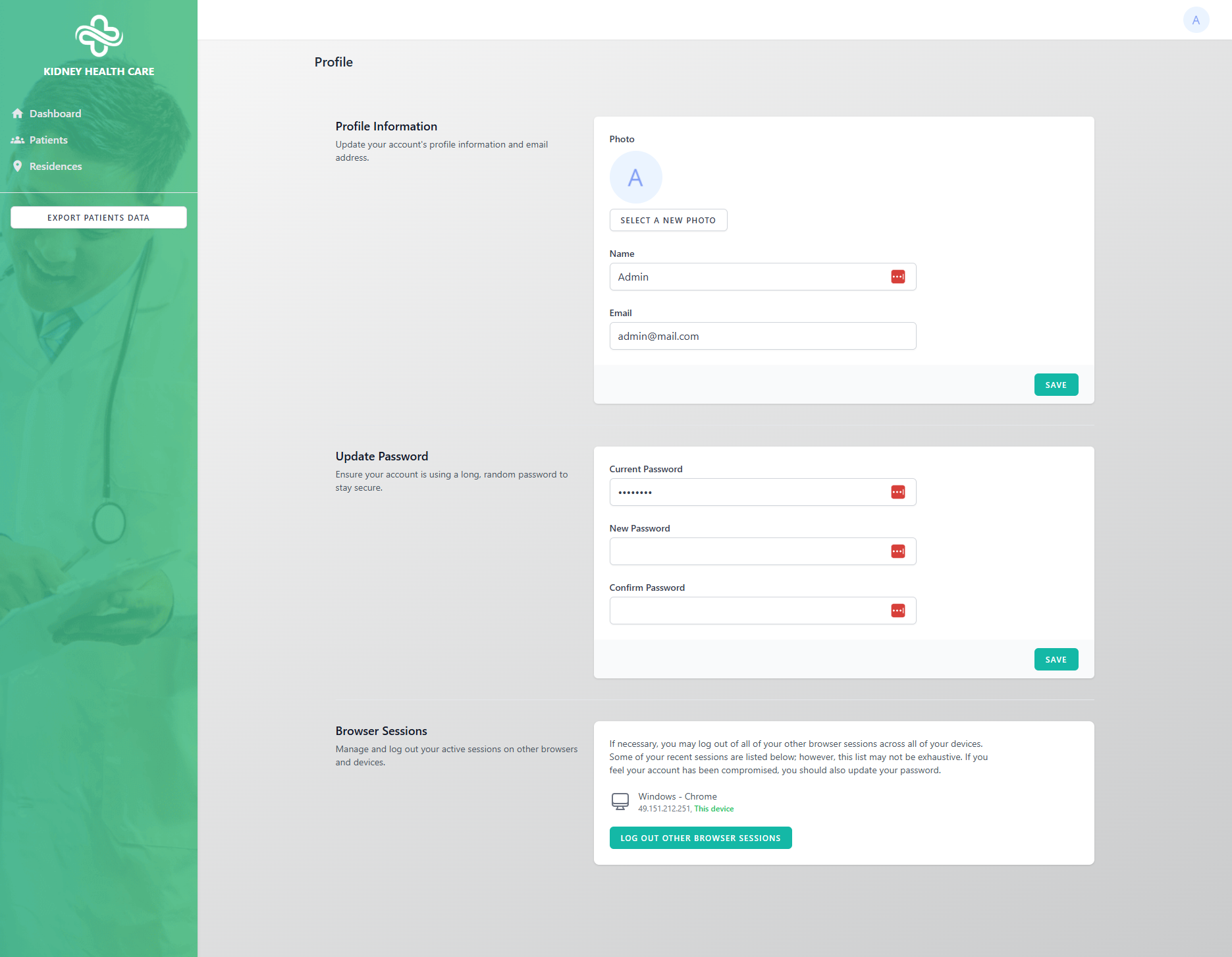 Users Account Settings